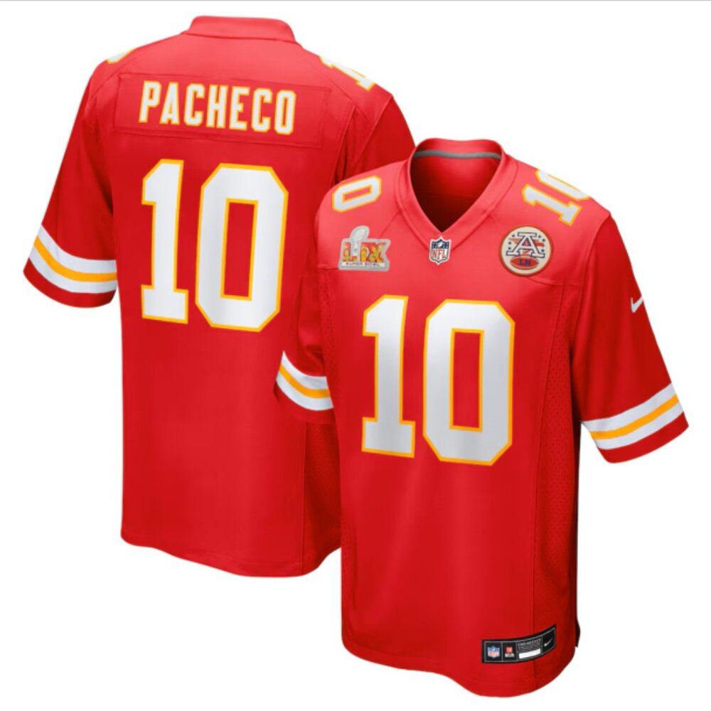 Kansas City Chiefs Nike Super Bowl LIX Game Jersey, Isiah Pacheco, Red, XL, NWT